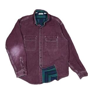 Vintage LL Bean Hurricane Shirt XL Purple Flannel Lined Canvas Canada Made Fade